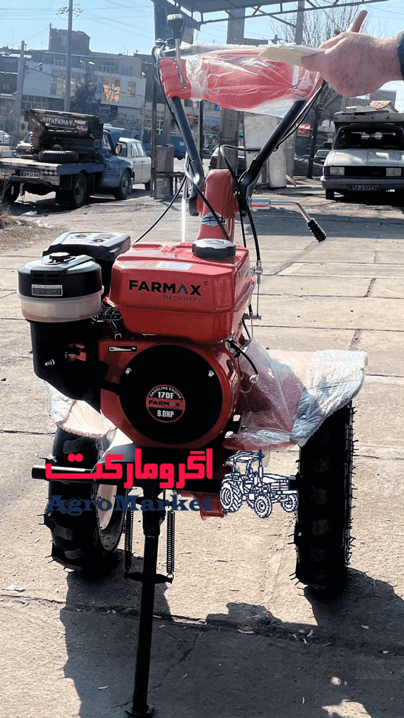 تیلر 8 اسب بنزینی فارمکس با جعبه چوبی همراه نهرکن